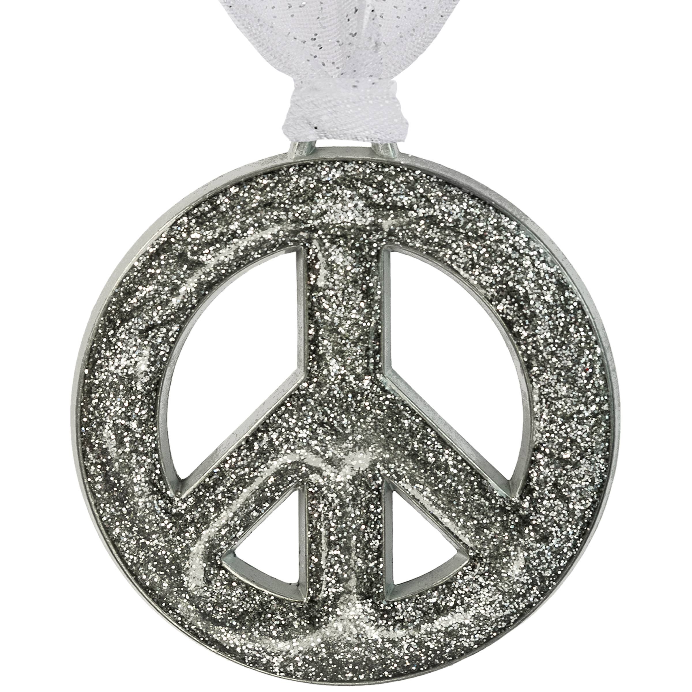 Gloria Duchin - Wholesale Ornament - Silver Glitter Peace Sign Ornament1