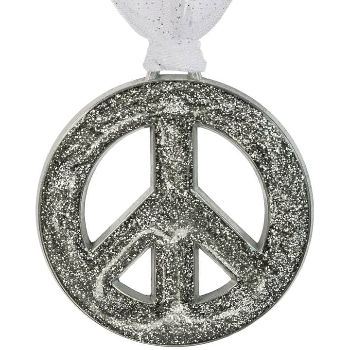 Gloria Duchin - Wholesale Ornament - Silver Glitter Peace Sign Ornament1