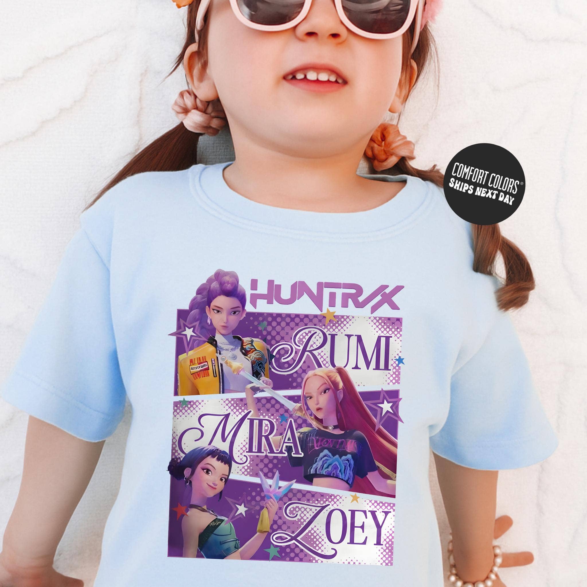 ClevorFit - Wholesale T-shirt (graphic) – unisex - Kpop Demon Hunters Shirt Comfort Colors, Girls Huntrix Tee3