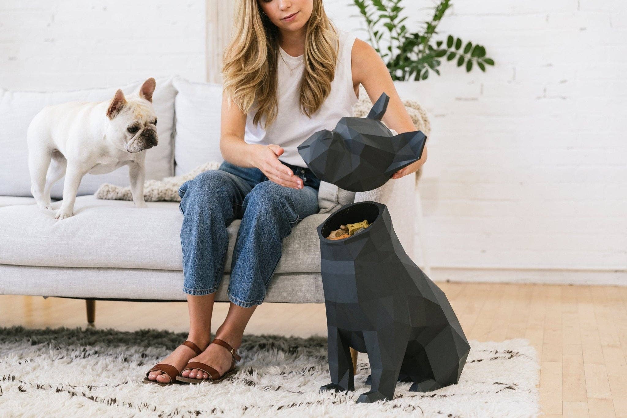 Abstract Home Art - Wholesale Decorative Tabletop Object - Max - French Bulldog - BK /Home Decor, Storage Bin, Trashcan5