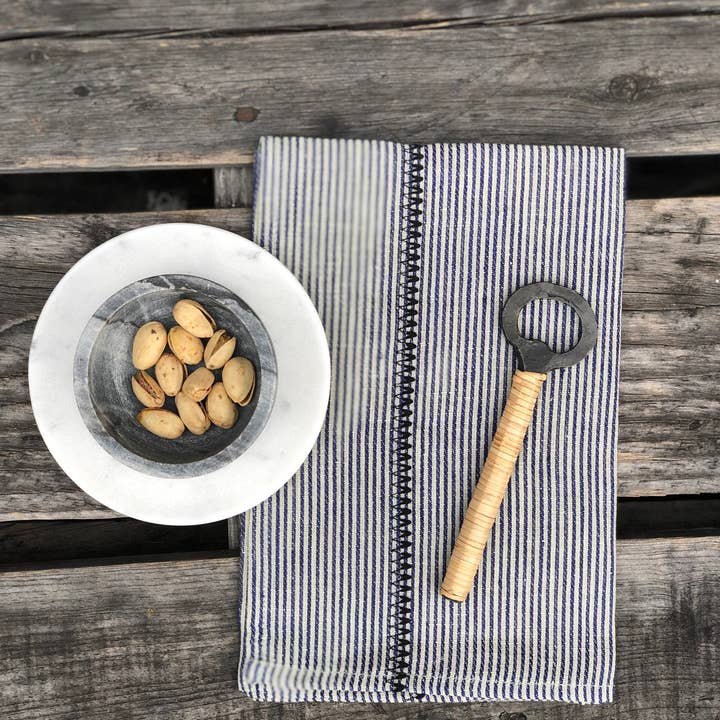 Caravan Home - Vente Serviettes de table en tissu - Serviettes à rayures en chambray au point lin 20 x 20 - Ensemble de 45