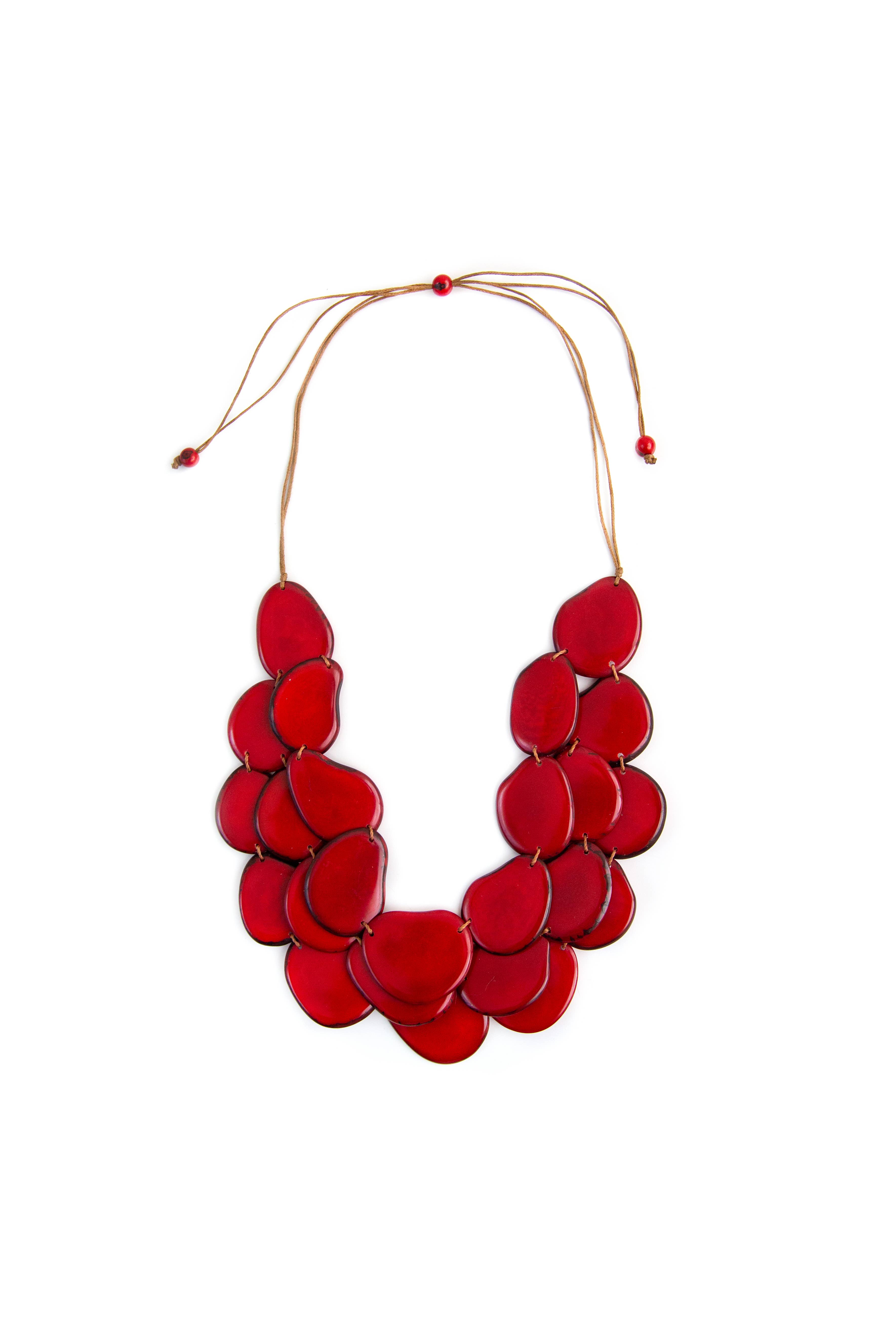 Organic Tagua Jewelry - Vente Collier de perles - Collier Amigas avec tranches plates de tagua superposées4