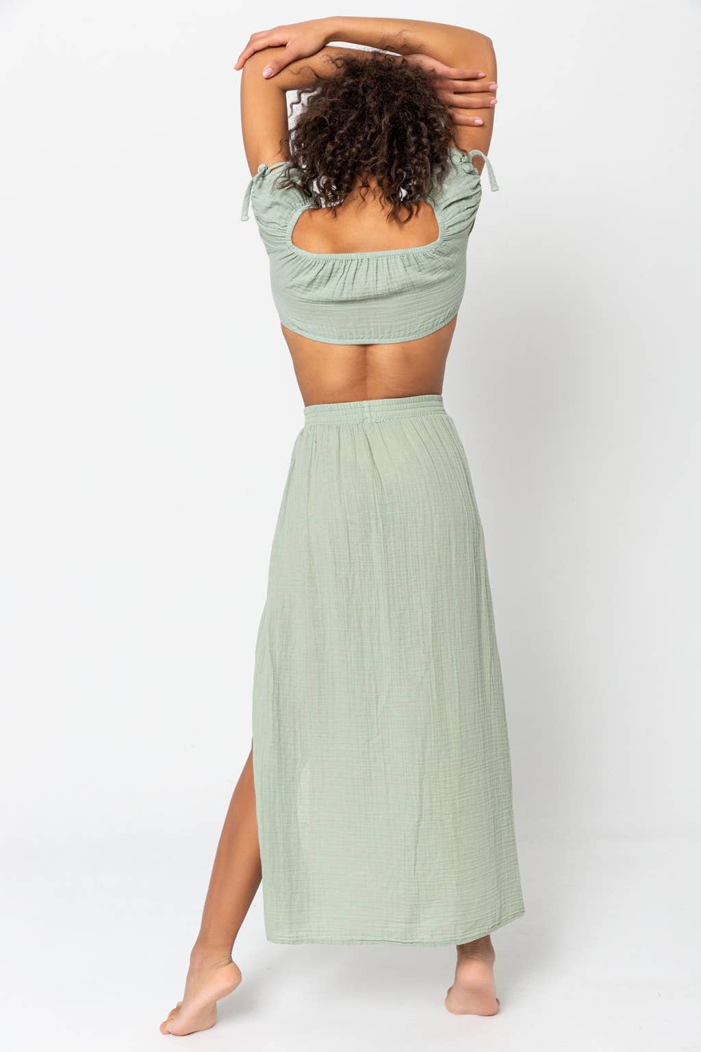 Heart Earth Craft - Vente Jupe – femme - Jupe d'été longue à double fente en coton noir (durable)6