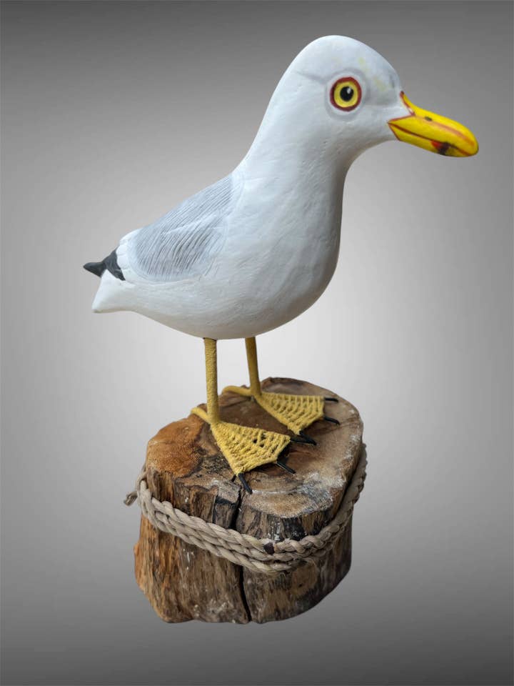 Pássaro pintado em madeira - Gaivota. Esculpida à mão em Bali por atacado de Batik Indah