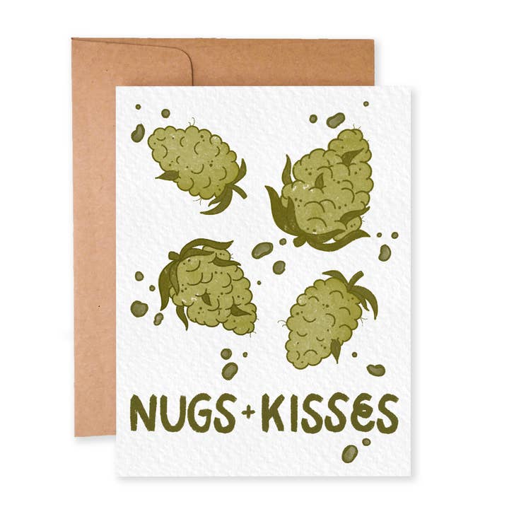 Nugs + Kisses (Green) | Love Card for wholesale by Paper Dove Shop