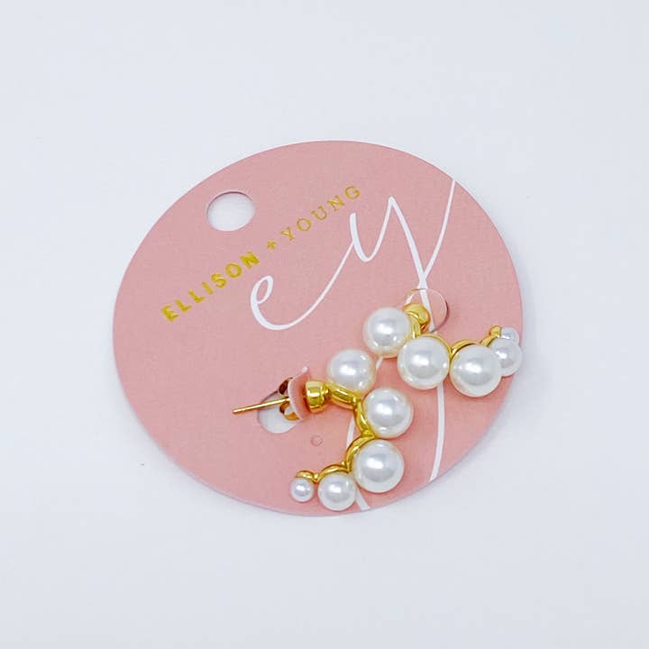 Ellison+Young - Wholesale Hoop Earrings - Andante Pearl Hoop Earrings
