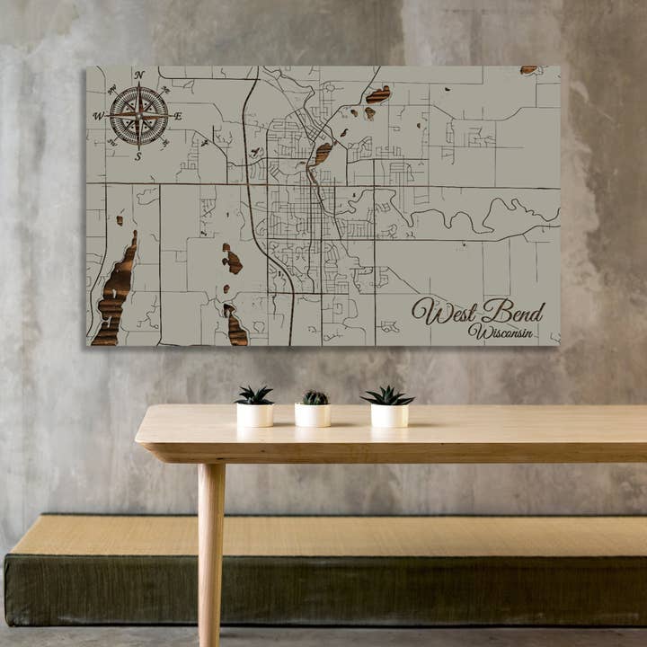 Wisconsin: Kaart van West Bend Street voor wholesale door Fire & Pine