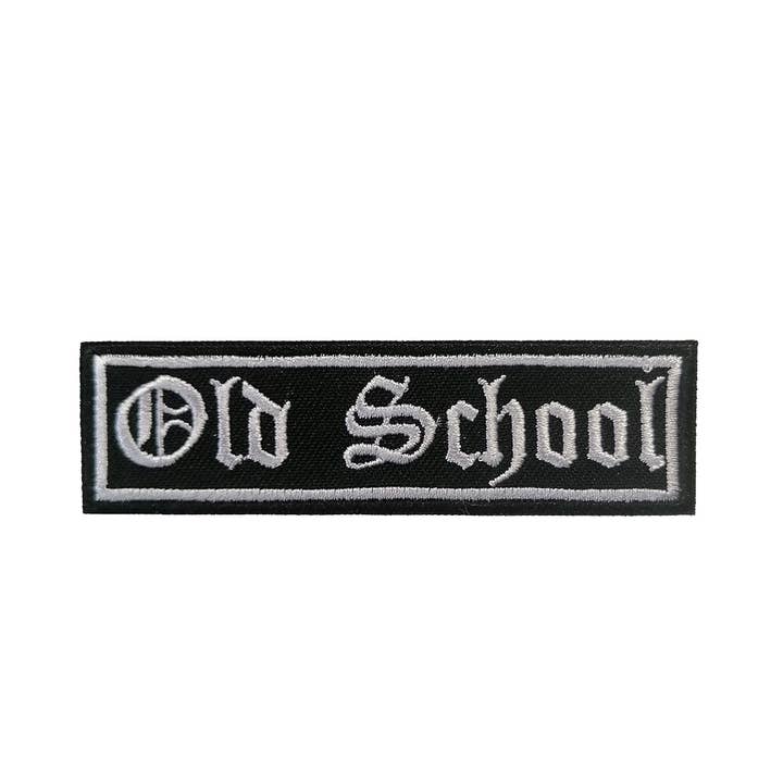 black Iron-on Patch/Biker Quote Old School for wholesale on Faire0