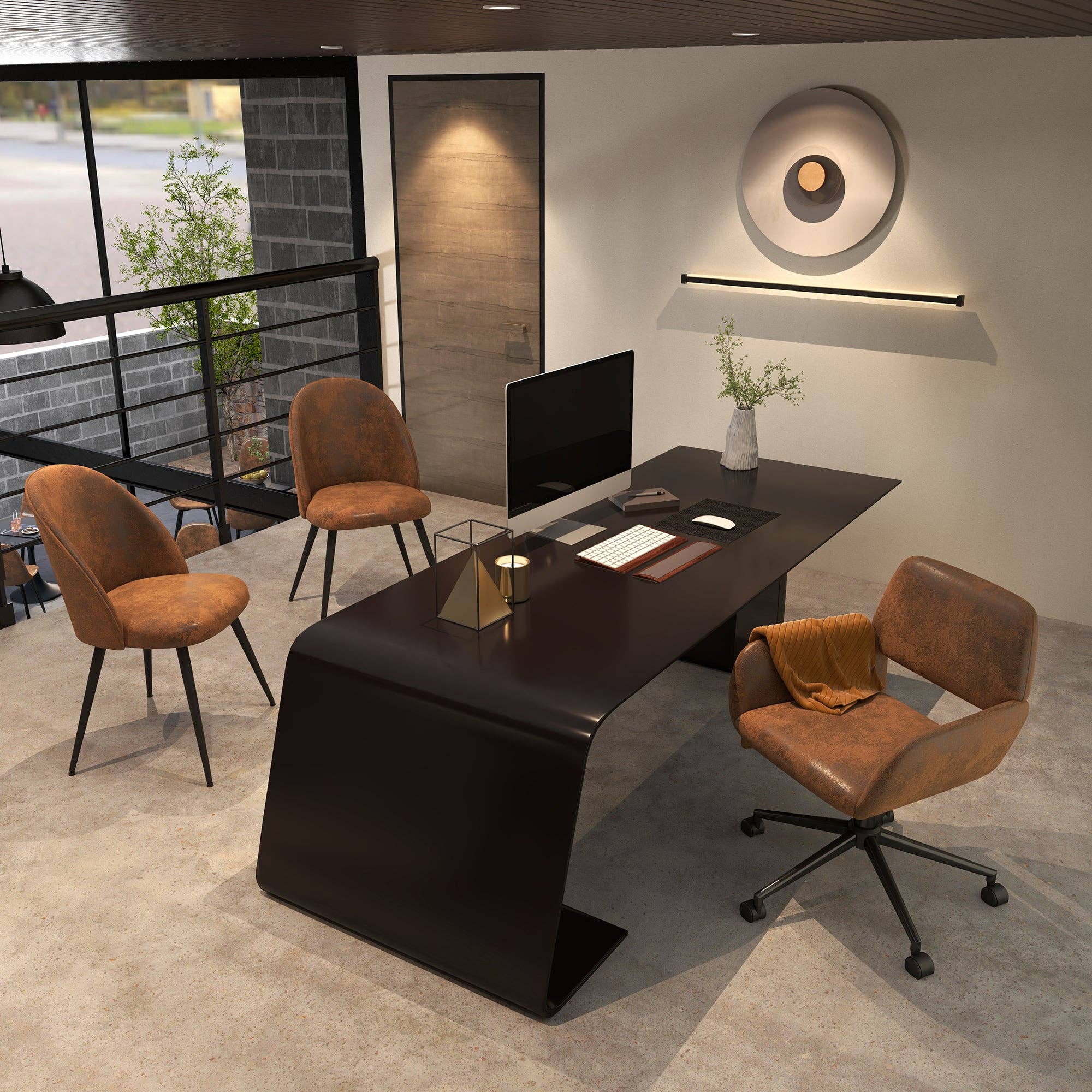 Urban Meuble - Wholesale Chair - Vintage office chair in suede fabric, swivel, height adjustable with 5 casters ROSS KD SUEDE BROWN BLACK10