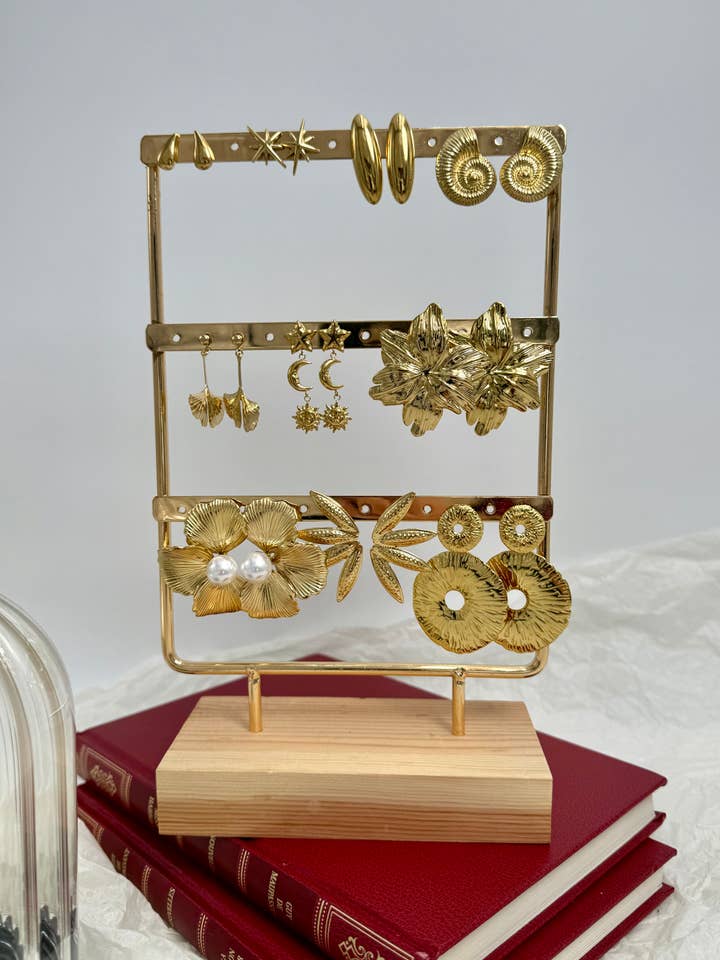 Set de 10 boucles d'oreilles en acier inoxydable SET232 pour la vente par BYREN | ÉLINE L'ATELIER