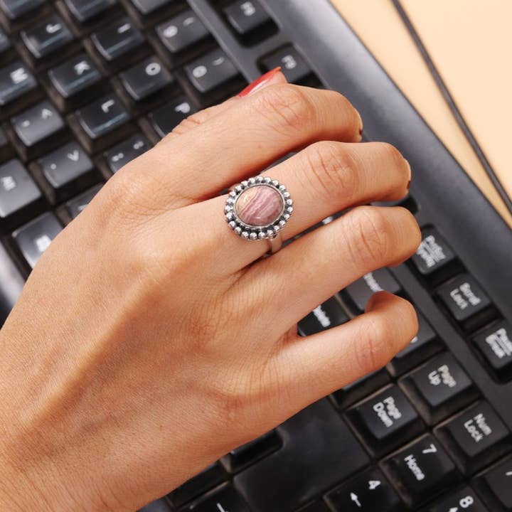 Jay Jools - Wholesale Cocktail/Statement Ring - Rhodochrosite Handmade Ring: 925 Silver Jewelry for Her3