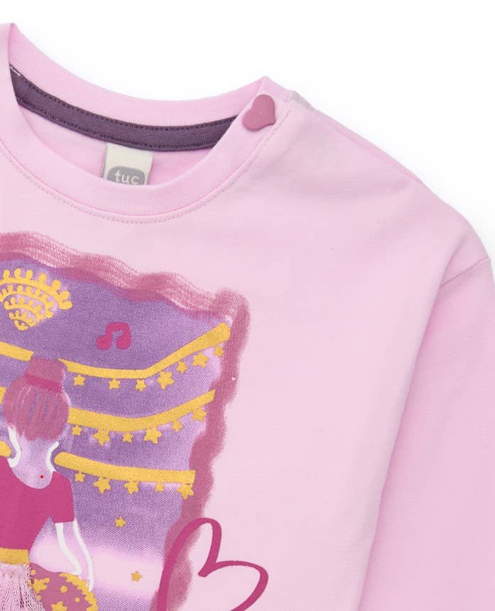 tuc tuc - Wholesale T-Shirt - Kids - Girl's pink t-shirt with ballerina and decorative bow2