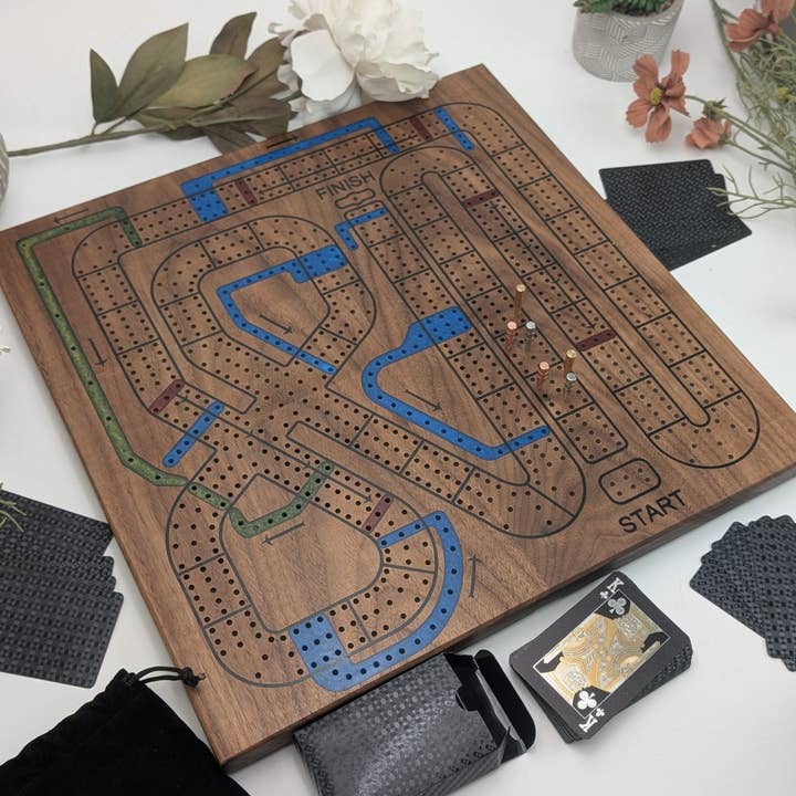 EBONWOOD - Wholesale Board Game - Handmade Cribbage Wars Board - Luxury Board with Resin Inlay – Premium 3-Track Game Setwith Resin Inlay