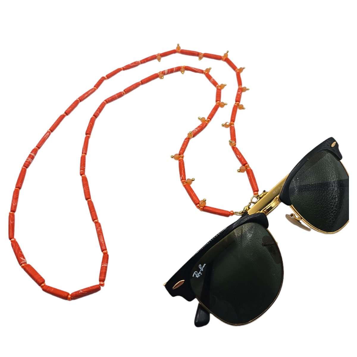 Narratives The Line - Vente Cordon à lunettes de vue / de soleil – femme - Chaîne de lunettes perles corail et breloques en laiton1