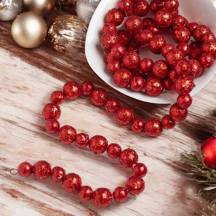 Elan Bazaar – Großhandel Wimpel/Girlande – 6 FUSS Rote Glitzergirlande als Weihnachtsbaum-Dekor