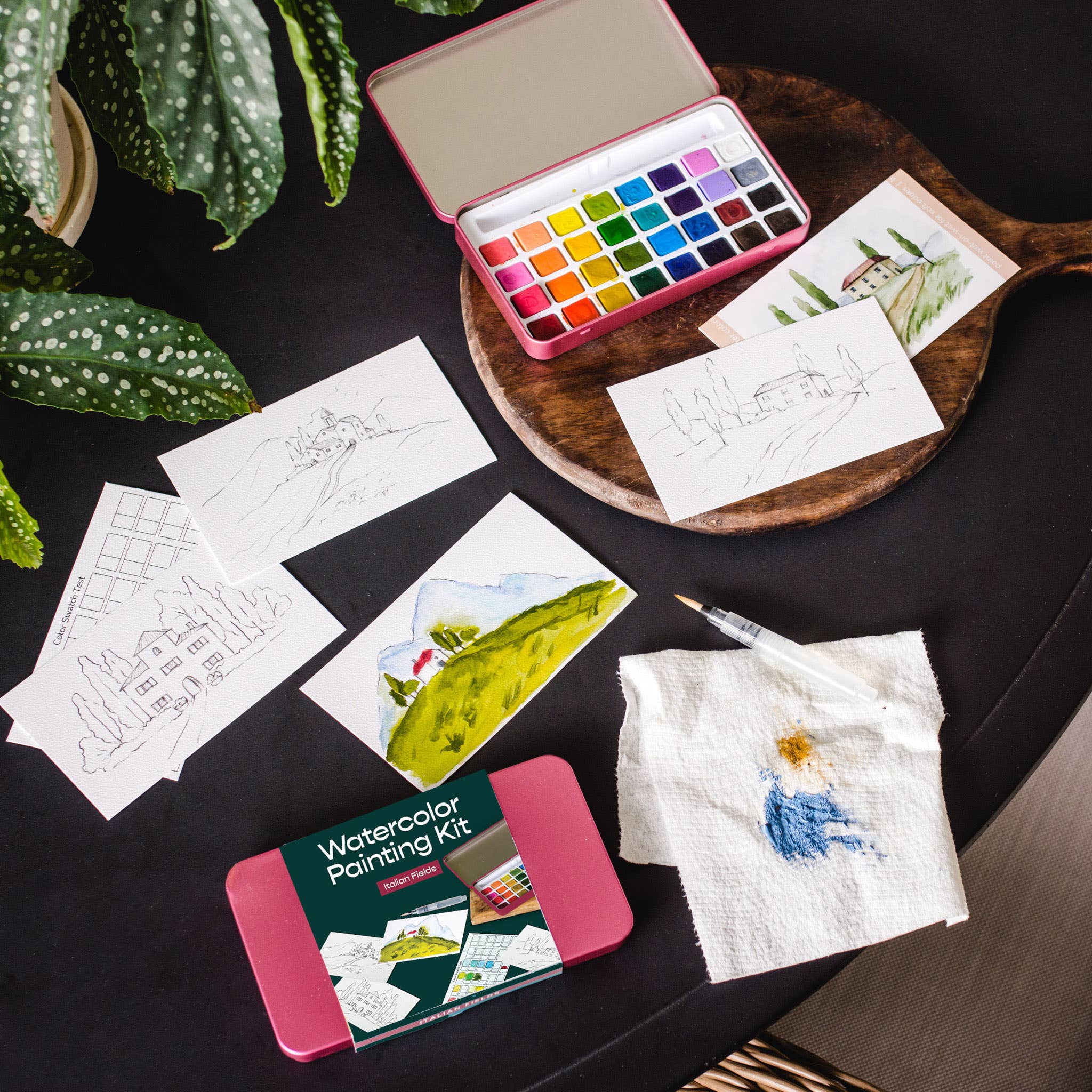 Cate Paper Co. - Vente Kit de bricolage - Kit de peinture aquarelle Champs italiens1