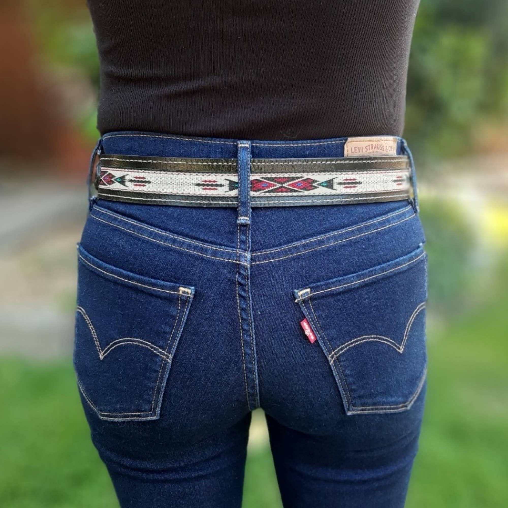 Baja Leather - Venta al por mayor Cinturón - Unisex - Cinturón de Cuero Occidental Tallado - Azteca - Cuero Negro3