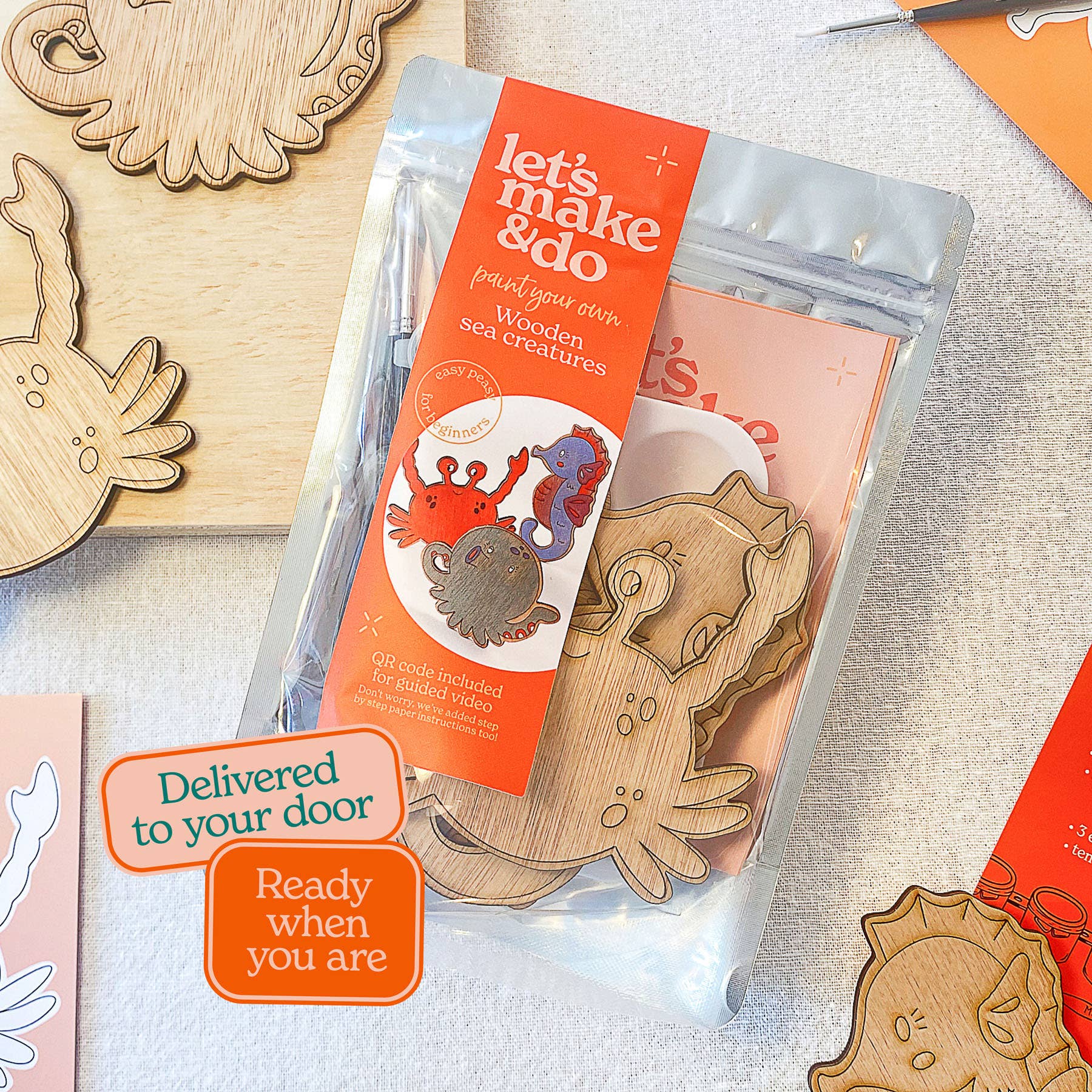 Let's Make & Do – wholesale DIY craft kit – Child – Paint Your Own Wooden Sea Creatures Kit8