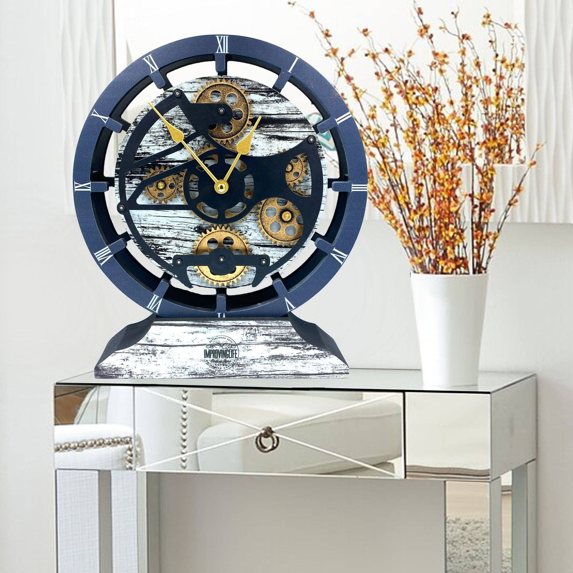 The Gears Clock - Wholesale Wall Clock - CANADA LINE WALL-DESK CLOCK 16 INCH GREY&WHITE21