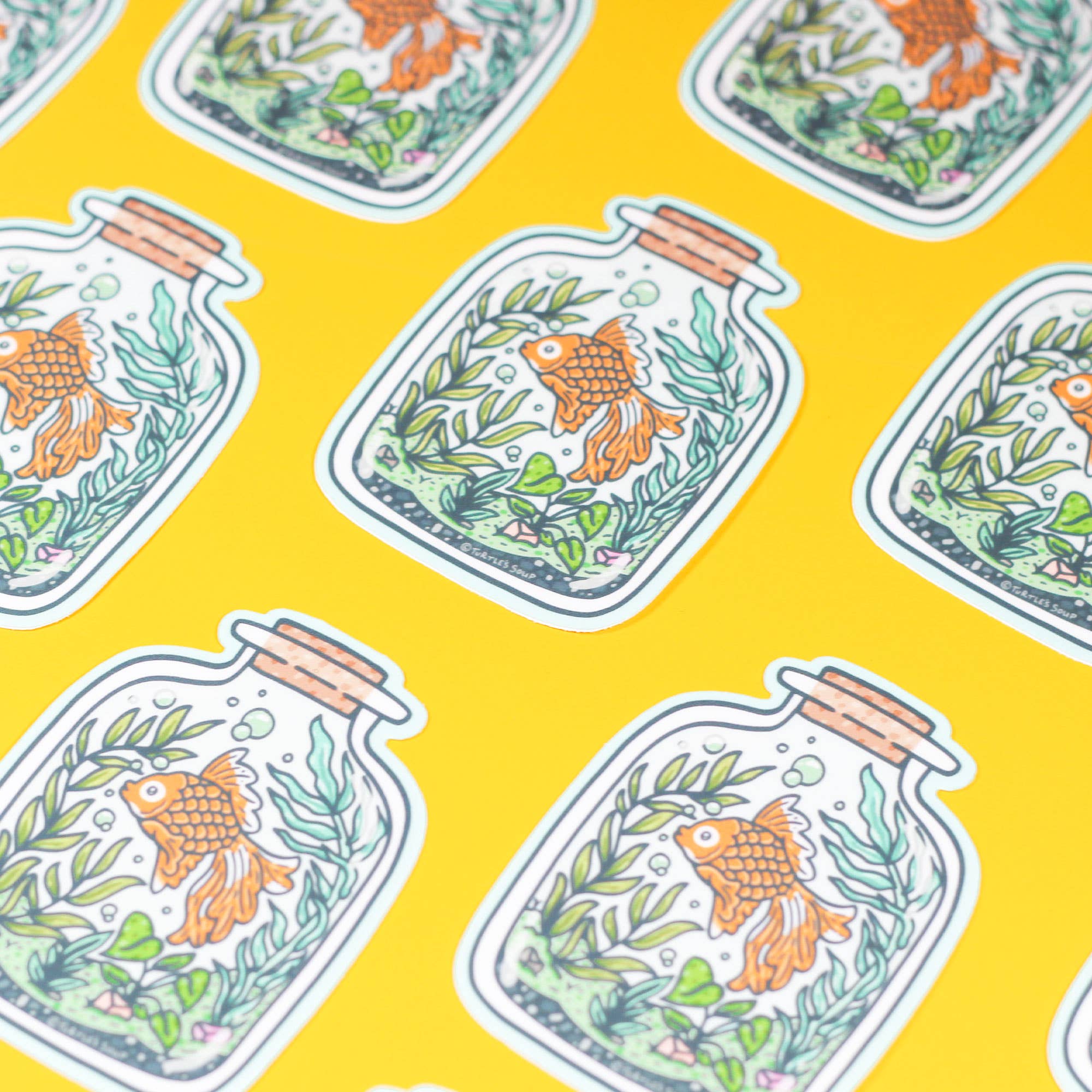 Turtle's Soup - Wholesale Sticker - Aquatic Goldfish Terrarium Jar Valentine's Day Vinyl Sticker1