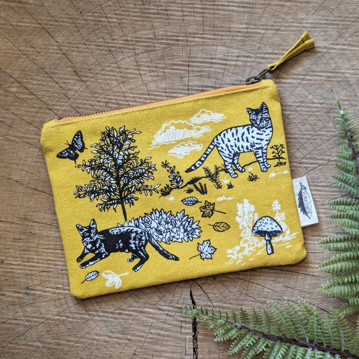 ilikesara | art + goods - Vendita all'ingrosso Astuccio - Donna - astuccio con cerniera | gatti all'aperto - astuccio per matite, forniture, trucco con gattino giallo natura e fodera impermeabile6