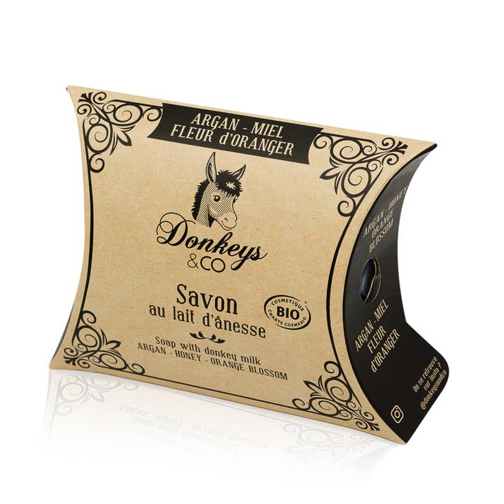 Savon lait d'ânesse Bio Argan - Miel 100g pour la vente par DONKEYS & Co.