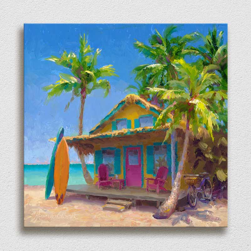 Whitworth Gallery - Wholesale Painting/Drawing - Surf Shack - Signed Artist Canvas of Hawaiian Beach Cottage by Karen Whitworth4