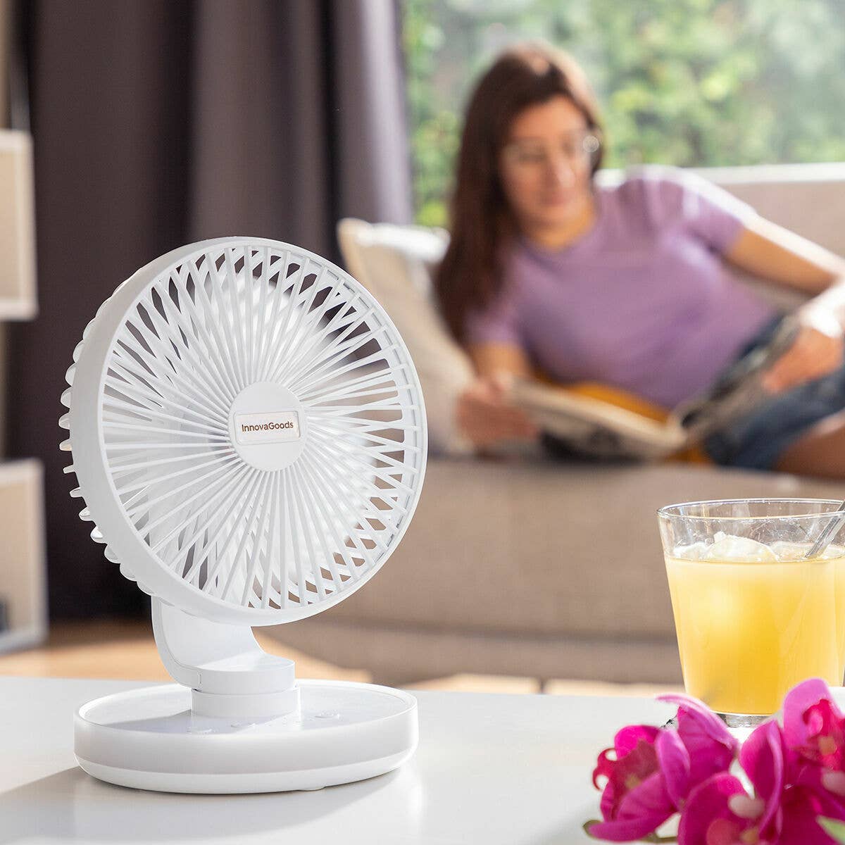 InnovaGoods - Wholesale Handheld Electric Fan - InnovaGoods Ø6.6" Rechargeable Desk Fan with LED FanLED 4000 mAh6