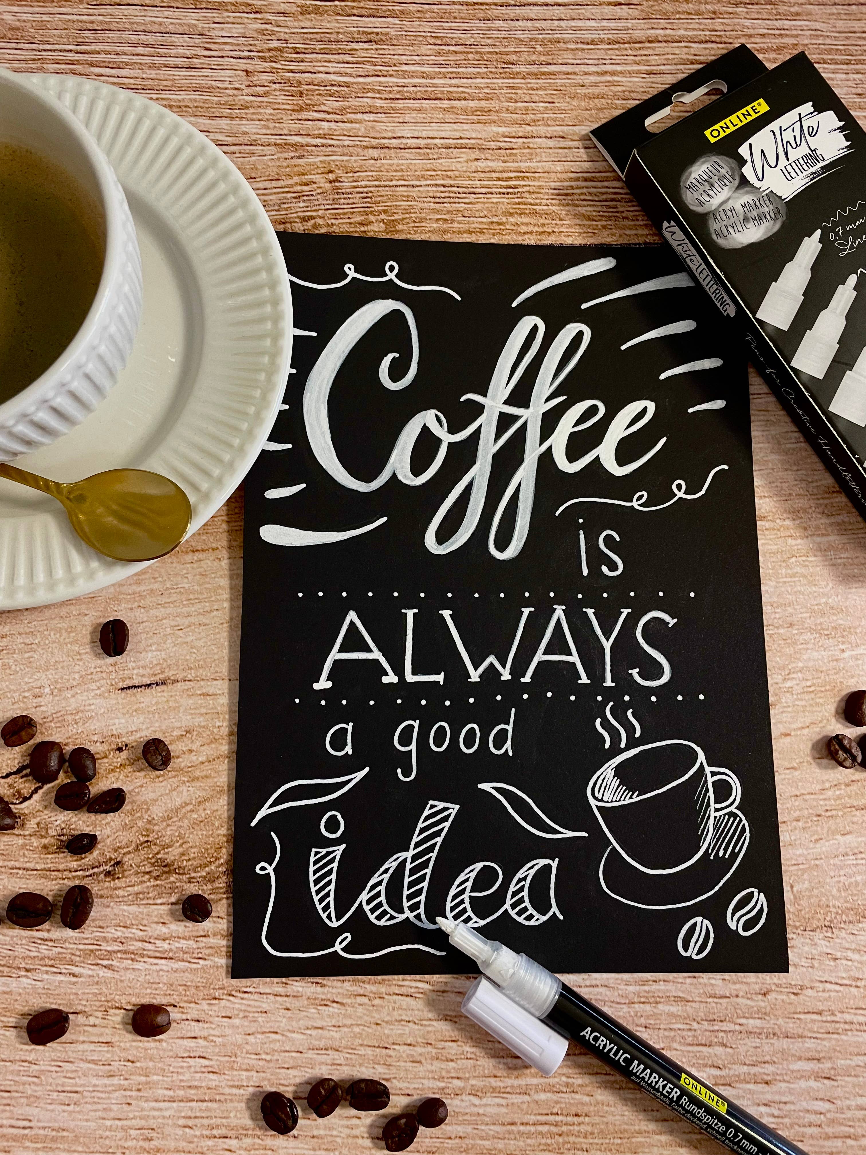 ONLINE Schreibgeräte GmbH - Vente Marqueurs - White Lettering, 5 feutres acryliques avec différentes pointes5