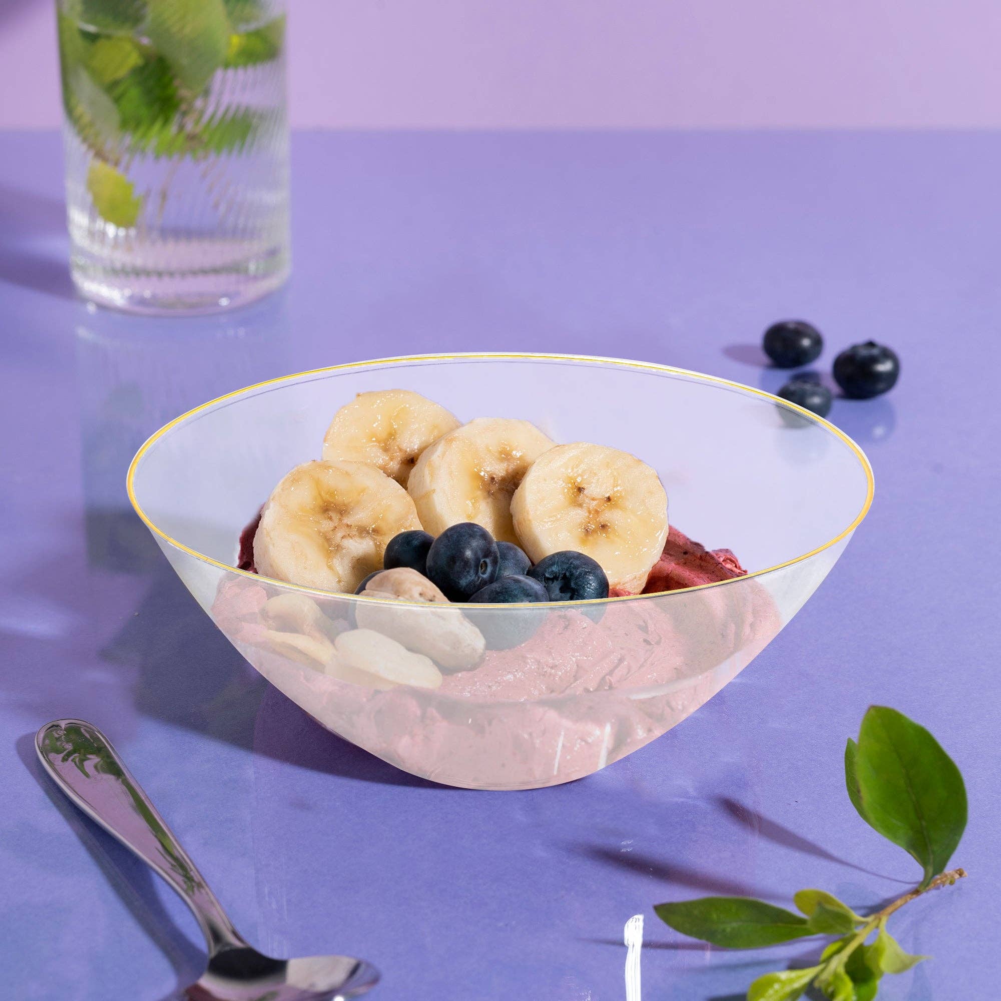 Smarty had a Party - Wholesale Bowl - 32 oz. Clear with Gold Rim Organic Plastic Bowls - 60 pcs8