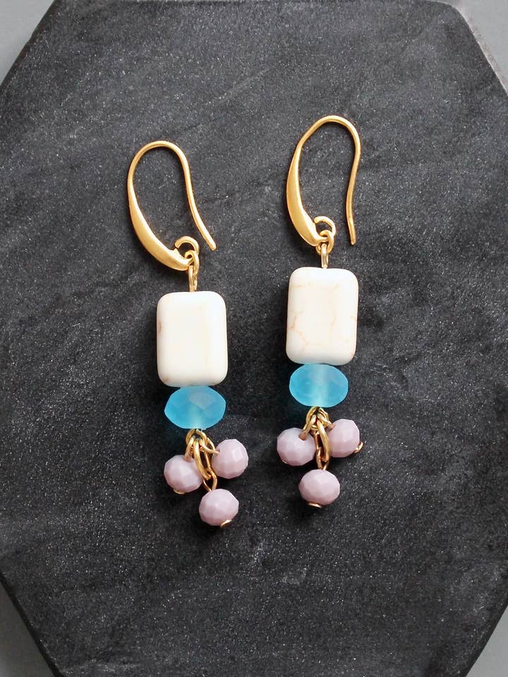 KYLE25 lavender and capri blue earrings for wholesale by David Aubrey Jewelry