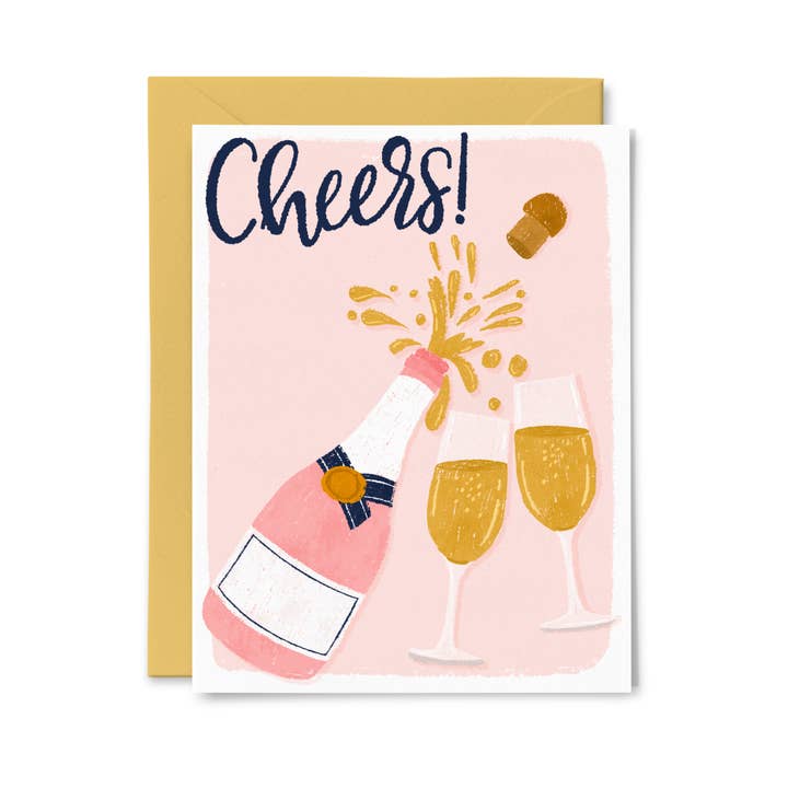 Carte de voeux Cheers Champagne pour la vente par Paper Bunny Press