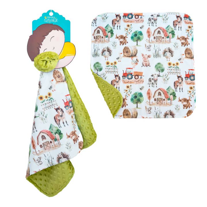 Honey Lemonade- Minky Baby Blankets and Gifts - Wholesale Security/Cuddle Blanket - Baby - Mini Minky - Farm Life