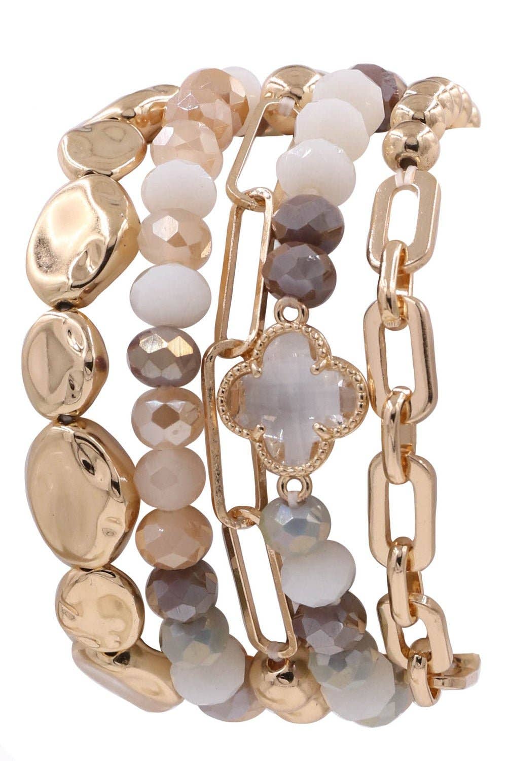 MiMi Wholesale - Wholesale Jewelry Set - Beaded Clover Accent Jewelry Set Bracelet0