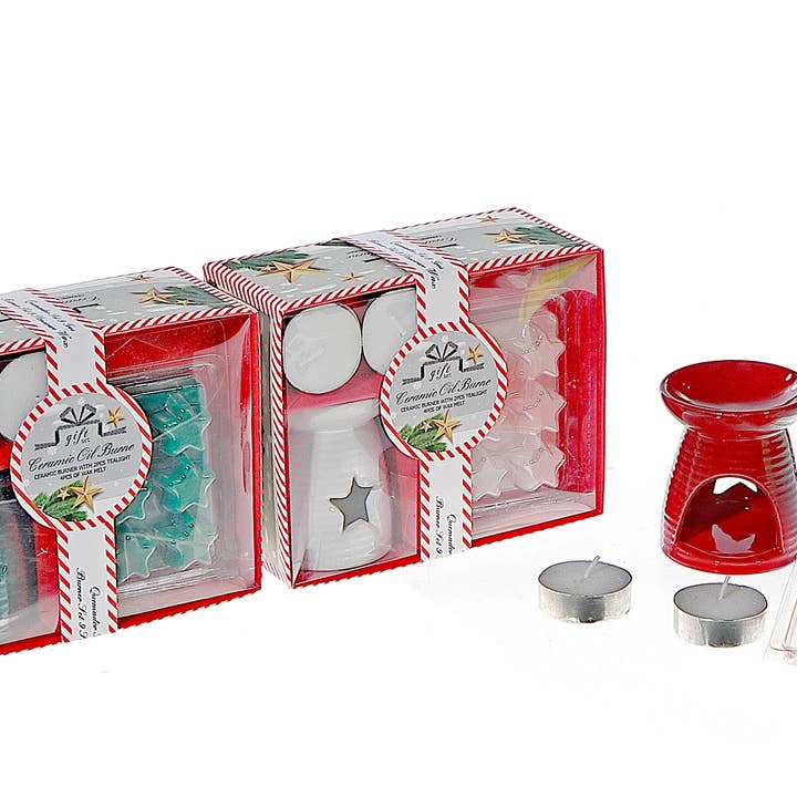 CERAMIC STAR WAX BURNER GIFT SET (ASSTD) for wholesale by IH Casa Decor