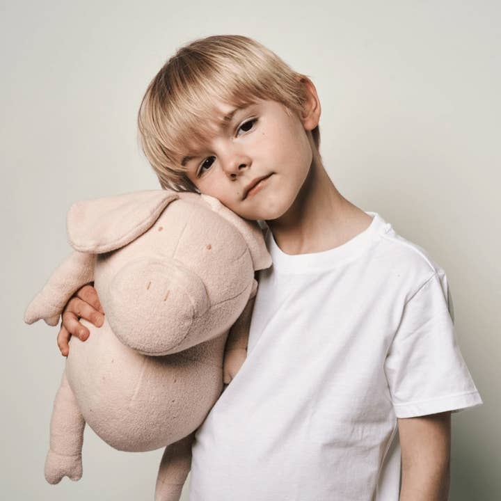 Pink beige Helmut, the stuffed animal pig - large for wholesale on Faire3