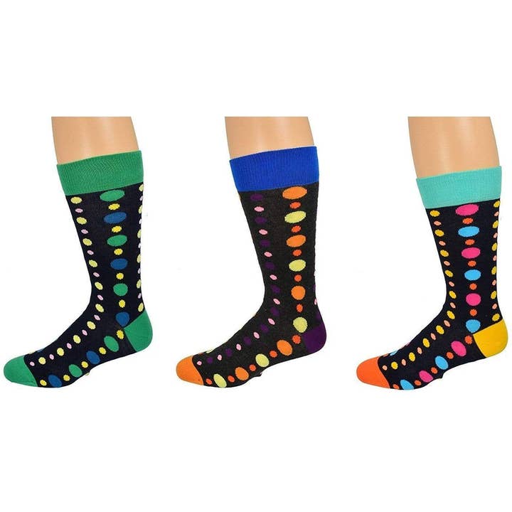 Wear Sierra - Wholesale Socks - Men's - Men's Colorful Crew Socks in Combed Cotton (3 Pair Pack)