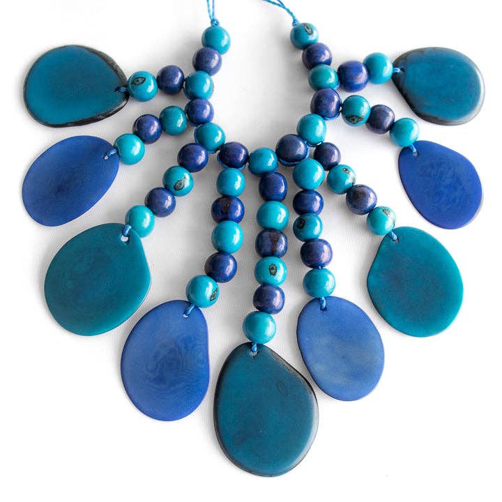 Blaue Tagua-Halskette für den Großhandel von Hanami Real Flower Jewelry