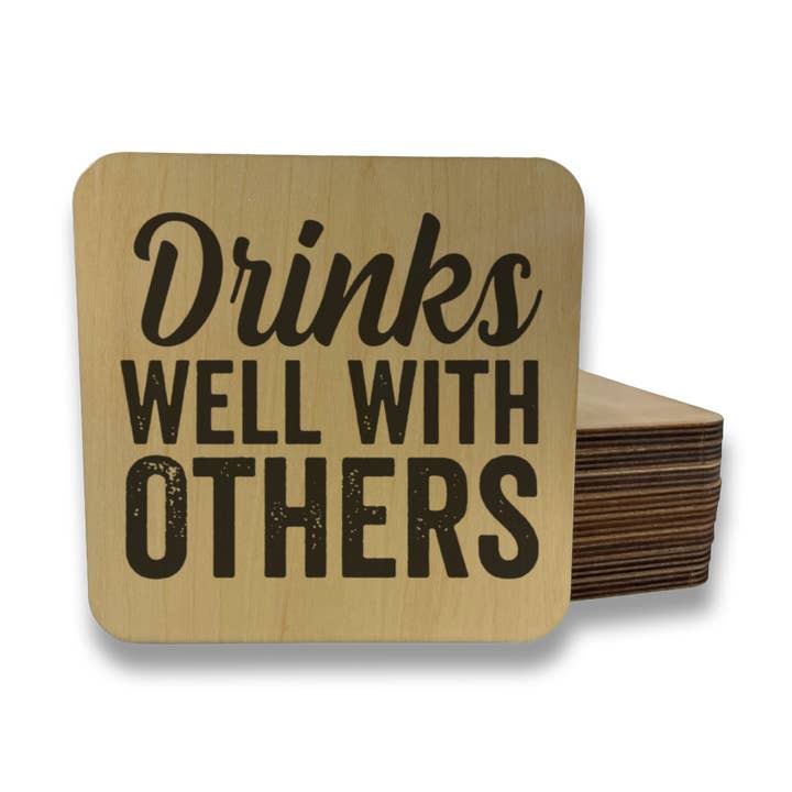 DRINKS WELL WITH OTHERS Magnet/Drink Coaster for wholesale by dkhandmade
