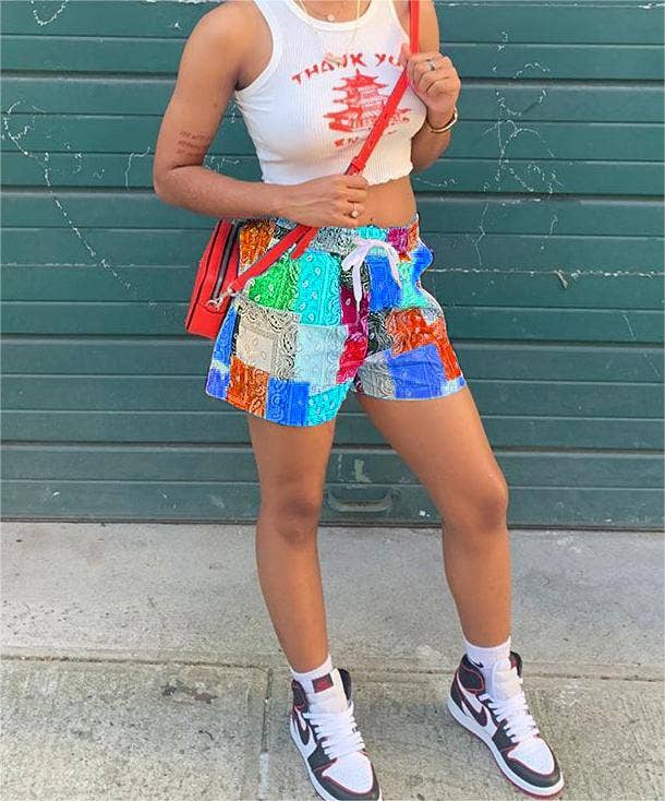 Rosa Clothing - Wholesale Shorts - Women's - Western abstract paisley print beach boxer shorts 5