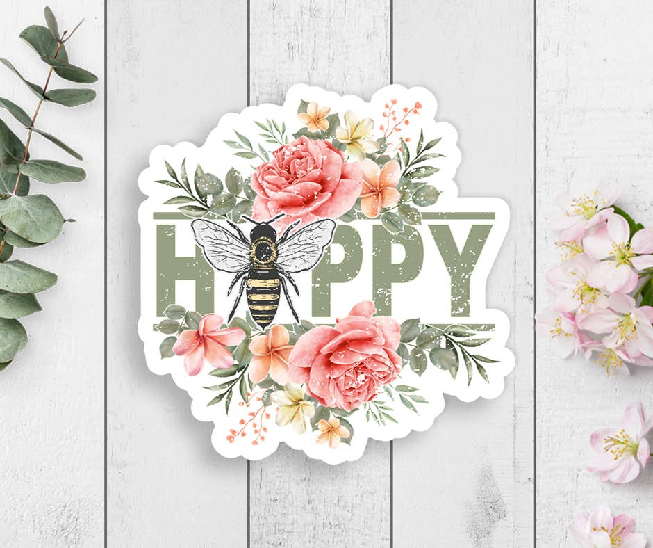 Expression Design Co - Wholesale Sticker - Bee Happy Vinyl Sticker