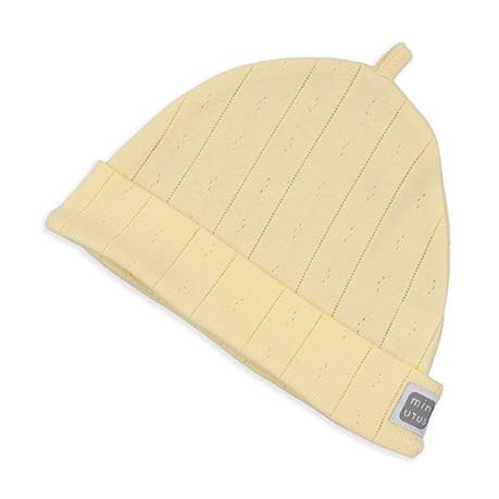 Baby hat 100% ribbed cotton Yellow for wholesale by Minutus