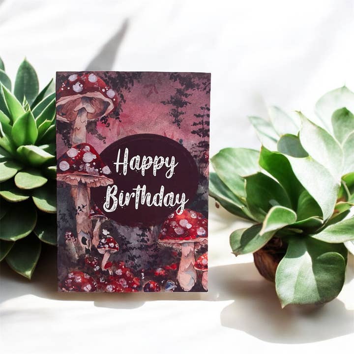 Forest Mushroom Birthday Card for wholesale by Heart in the Woods