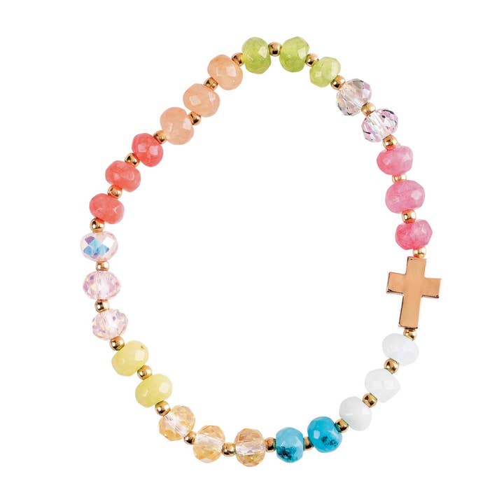Pulseira Elástica Multi Gemstone/Cross por atacado de Magnolia