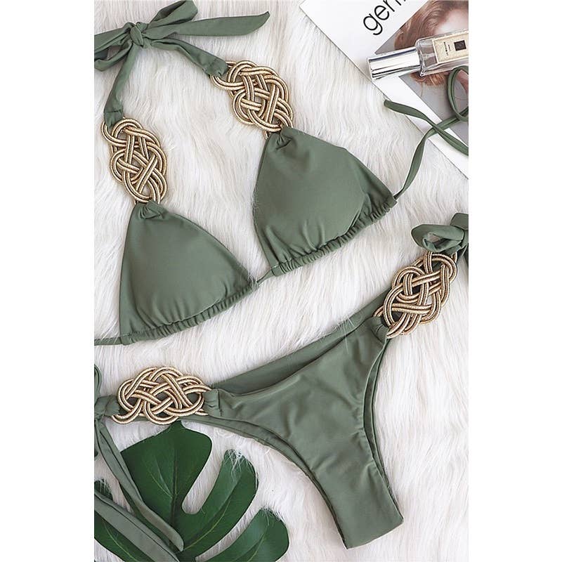 Paperdoll - Wholesale Two Piece Swimsuit - Women's - Bikini Solid Color Split Swimsuit 6