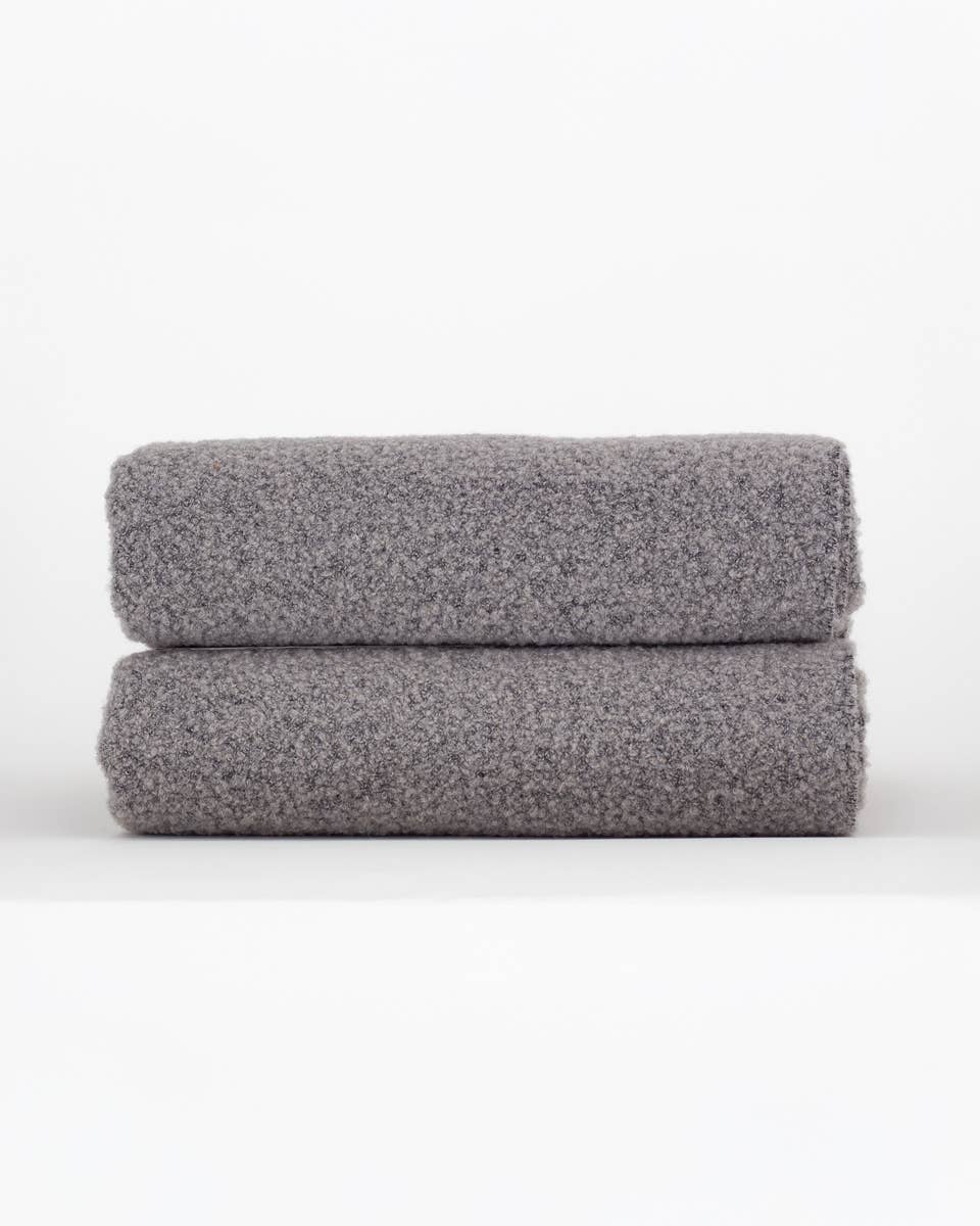 MoST - Wholesale Throw Blanket - Wool bouclé throw blanket PARIS grey