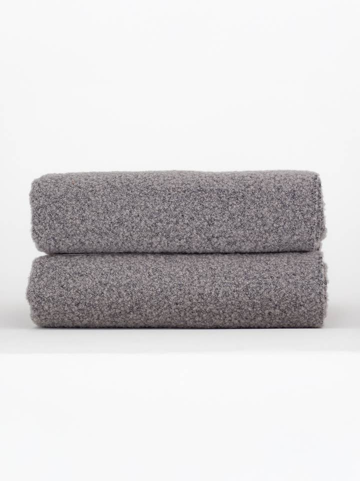 Wool bouclé throw blanket PARIS grey for wholesale by MoST