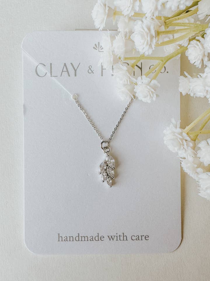 Hyacinth Necklace - Silver Floral Necklace for wholesale by Clay & Fern Co.
