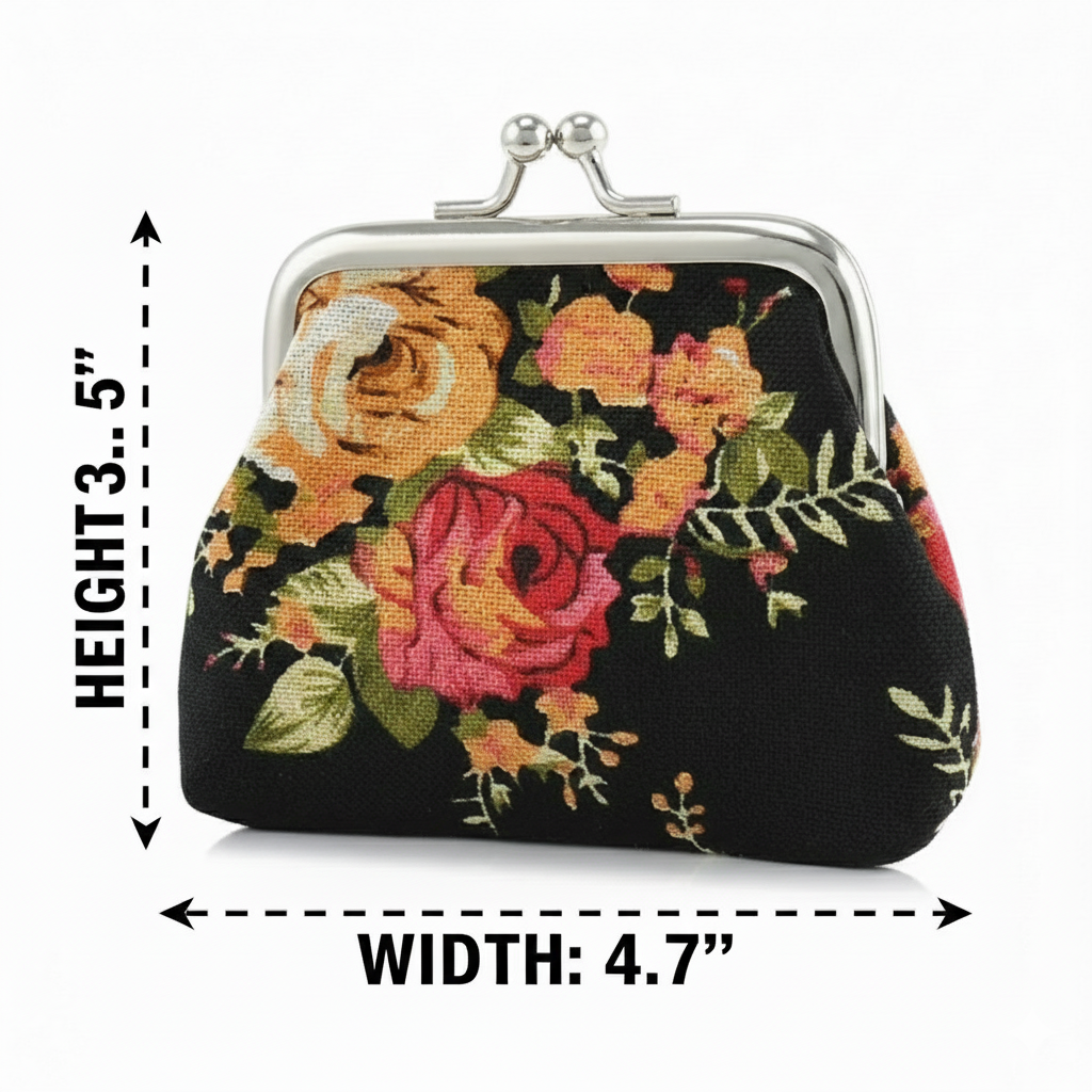 Magnifique Hearts – Großhandel Geldbörse – Damen – Münzbörse mit Blumenmuster, niedliche kleine Aufbewahrungstasche für Münzen und Schmuck7