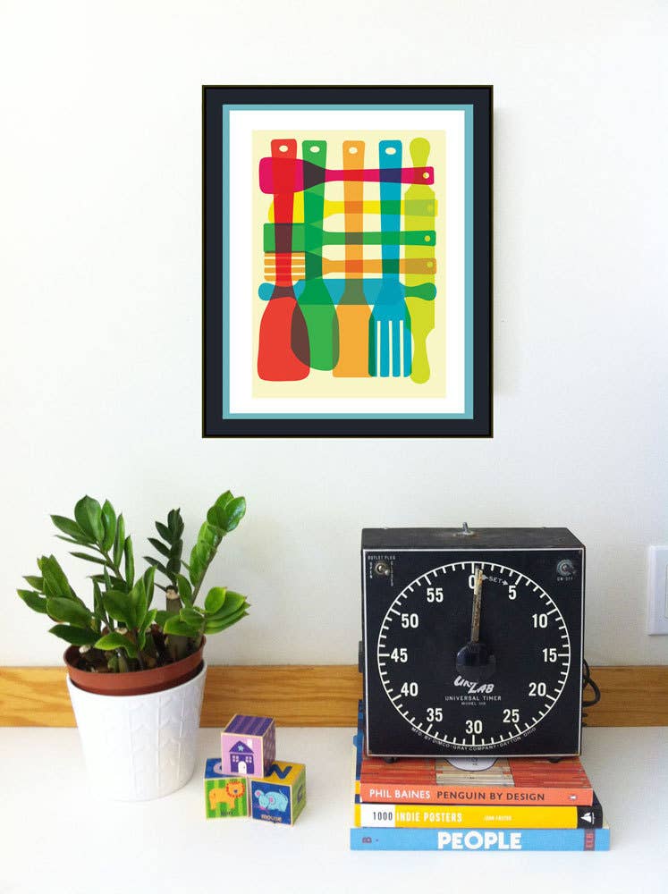 strawberryluna - Wholesale Art Print - Kitchen Giclee Print - Utensil Stack - Poster Mid Century3